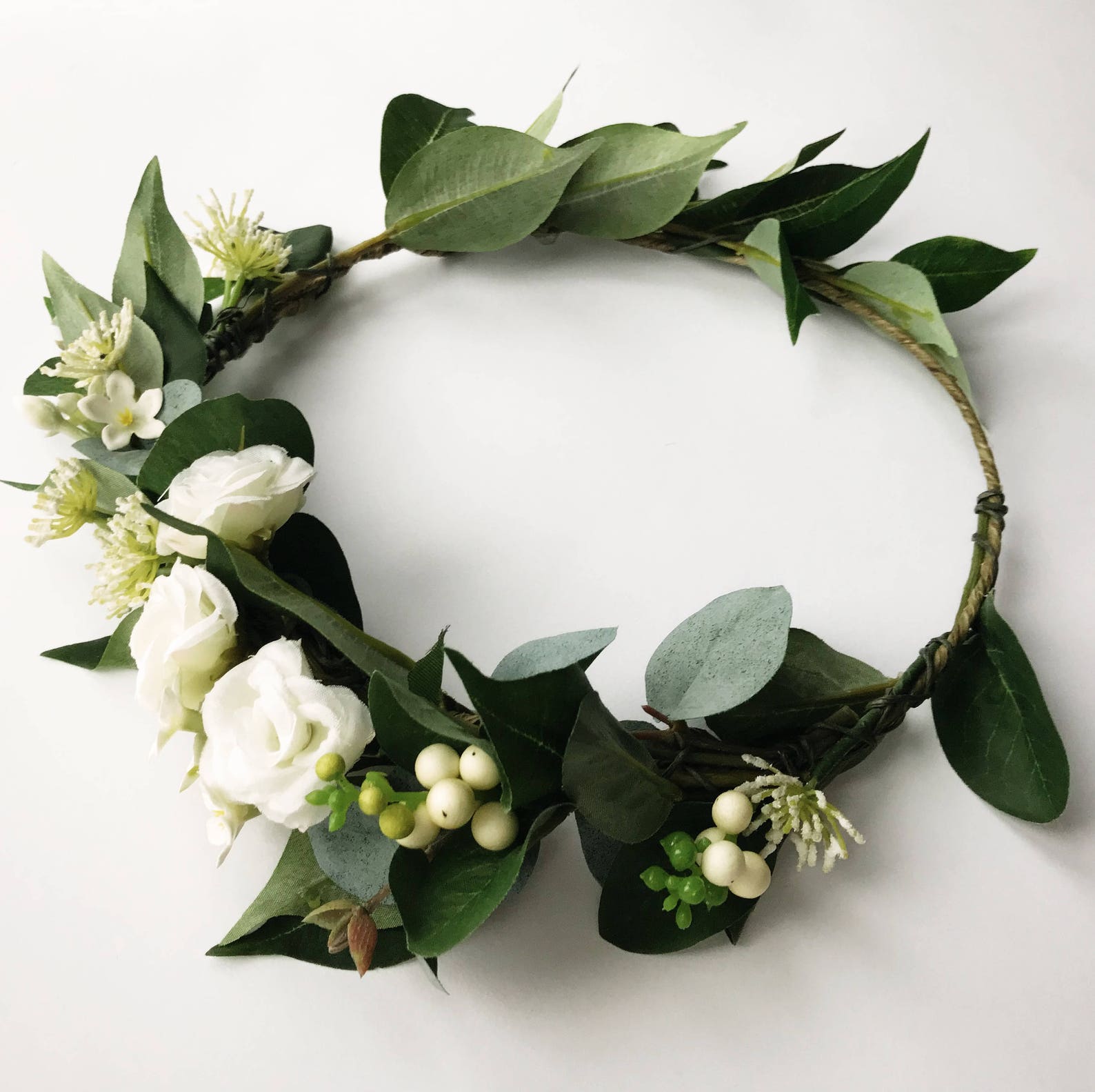 Winter Flower Crown Bridal Flower Crown Simple Green and Etsy