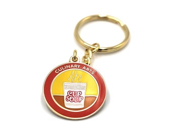 Culinary Arts Enamel Keychain - Undervalued Achievement Funny Keychain - Gag Gift for Foodie - Bad Cook Funny Stocking Stuffer - Cup of Soup