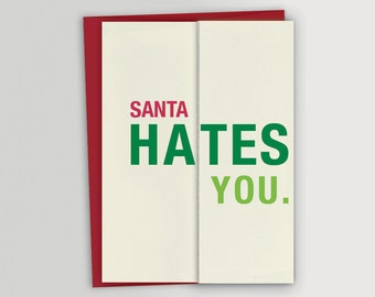funny christmas card santa hates you card funny holiday card sarcastic holiday card unique christmas card snarky christmas card - Unique Holiday Photo Cards funny christmas card santa hates you card funny holiday card sarcastic holiday card unique christmas card snarky christmas card - Unique Holiday Photo Cards