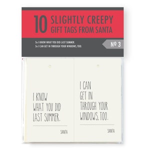 10 Slightly Creepy Notes Gift Tags From Santa Set No.3 - Funny Christmas Tags