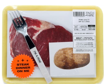 Steak and Potato Notepad and Sticky Notes Set - Meat Pack Funny Gift Set - Father's Day gift for dad - Funny, unique gift for dad birthday