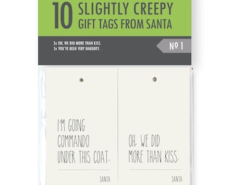 10 Slightly Creepy Notes Gift Tags From Santa Set No.1 - Funny Christmas Tags