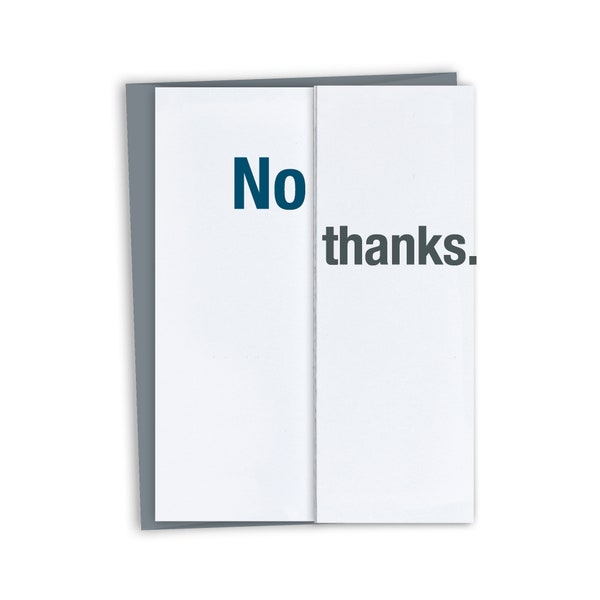 Funny Thank You Card - No thanks - Snarky Thank You Card - Unique Thank You Card - Sarcastic - Unique Thank You Notes - Funny Thankyou Card
