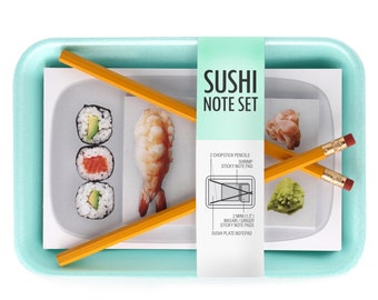 Sushi Bloc de notas y sticky Notes Set - Divertido juego de regalos de papelería - regalo único para sushi amante amigo - regalo del día de la madre para mamá - cumpleaños