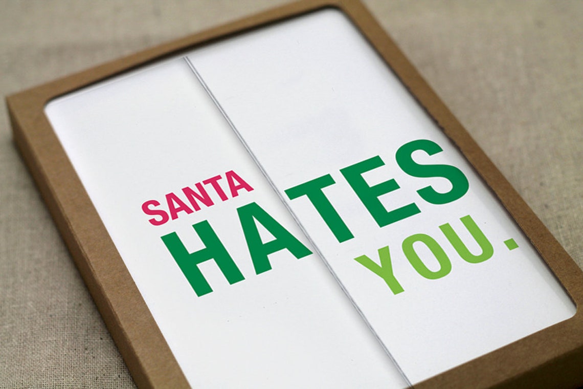 Boxed Set Santa Hates You Fold-out Cards 5 Cards Funny - Etsy