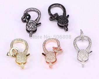 6Pcs Fashion 13*26mm Micro Pave Zircon Necklace Clasp Bracelet Connector CZ Lobster Clasp DIY Jewelry Making