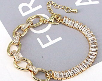 3Pcs European punk hiphop jewelry set copper micro pave cz zircon luxury female Bracelet Necklace Set