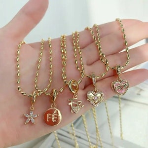 5Pcs Popular Love Flower Letter Heart Necklaces Fine Jewelry 18k Gold Cz Charm Necklace For Women Girls