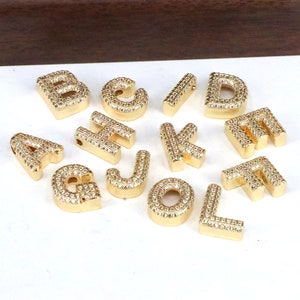 10Pcs 18K Gold 26 Letters Pendant Charm Accessories ,New Copper Zircon A-Z Initials Personalized Necklace Pendant Jewelry zdjęcie 2