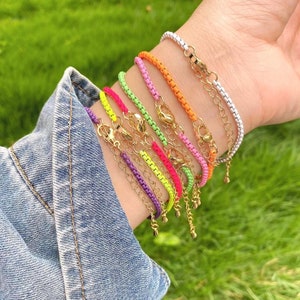 10Pcs 2022 Fashion Box Chain Bracelets Enamel Bracelet Jewelry Colorful Link Chain Bracelet for woman girl charm