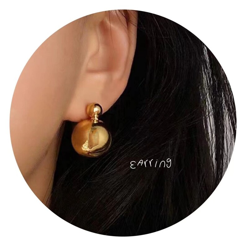 5pairs Gold and Silver Round Ball Stud Earring for Women Simple