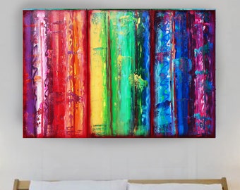 Rainbow Abstract Paintings A316 colorful art for Lounge, Office, Sleeping room or above sofa by Ksavera