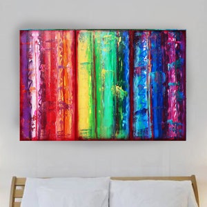 Rainbow Abstract Paintings A316 colorful art for Lounge, Office, Sleeping room or above sofa by Ksavera image 1