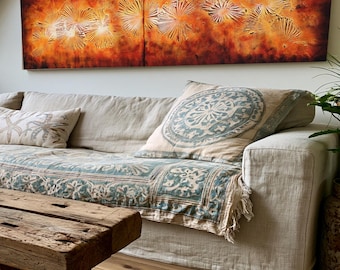 Textured Lava Wall Art A105 Diptych Abstract Acrylic Painting by Ksavera