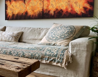 Abstract Wall Art A086 Fire Lava Orange Textured Painting - Two Canvas Set - Ksavera