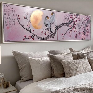 Sakura Wall Art J325 Rose Silver Diptych Hand-Painted Canvas Set Painting by Ksavera