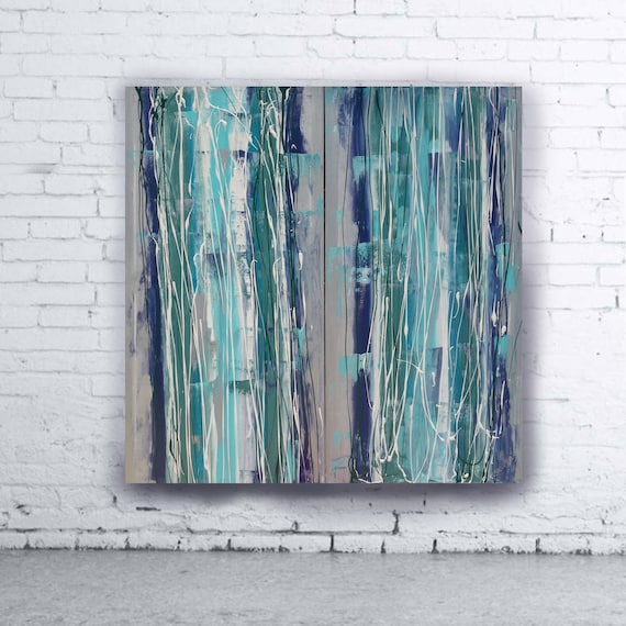 silver Abstract Painting diptych vertical textured wall art A205 Acrylic Contemporary Art KSAVERA canvas mid century modern