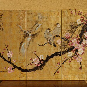 Japan art cherry blossom and love birds Japanese style Zen painting J135 Large paintings acrylic gold wall art by artist Ksavera image 6