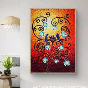 Weltbaum Familiengemälde B070 – großes expressionistisches handgemaltes Acrylbild auf Leinwand on Ksavera