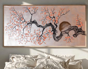 Japanese Sakura J524 | Original Acrylic Painting on Large Canvas | Contemporary Wall Art by Ksavera