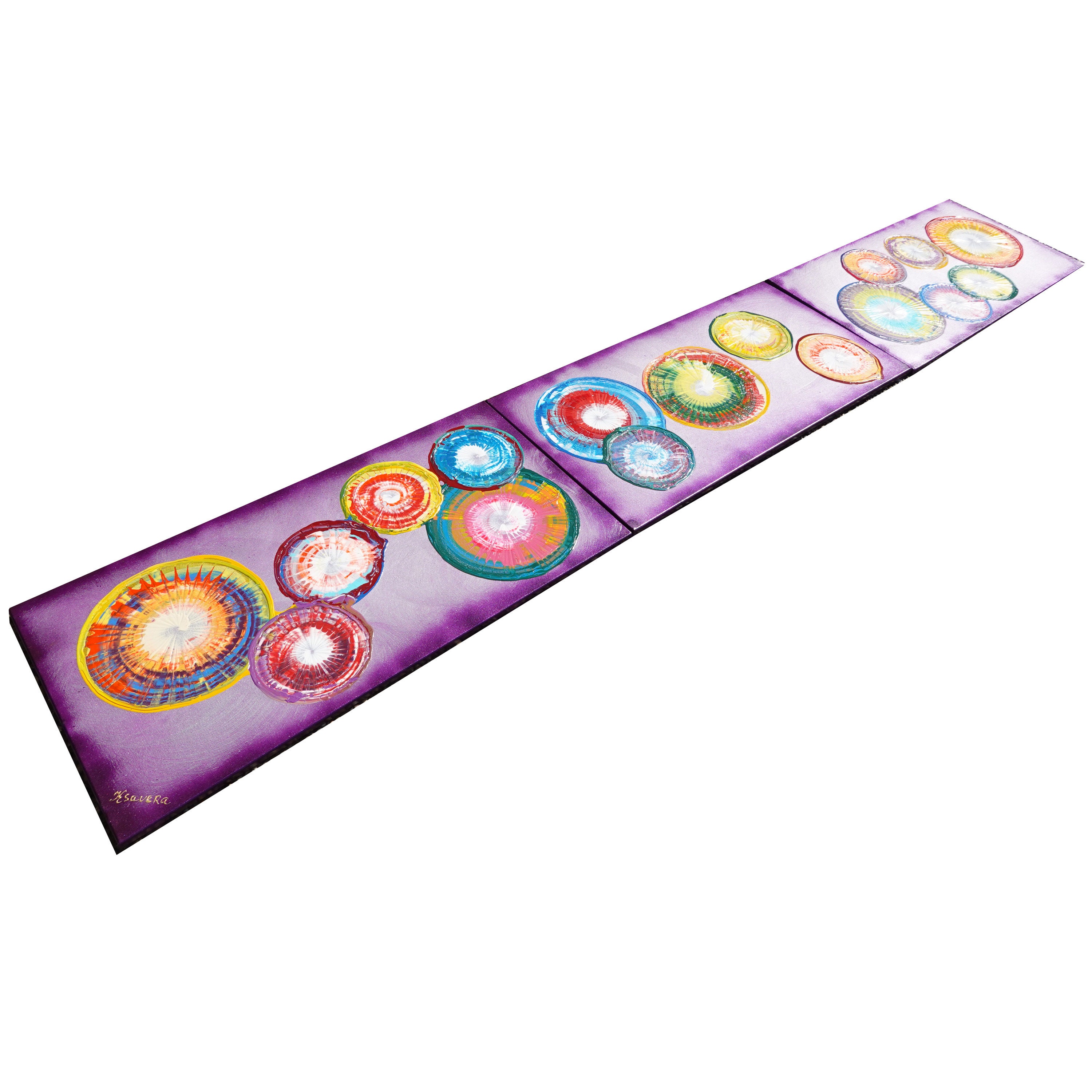 Purple tryptych Rainbow Abstract Paintings A819 colorful art for Lounge ...