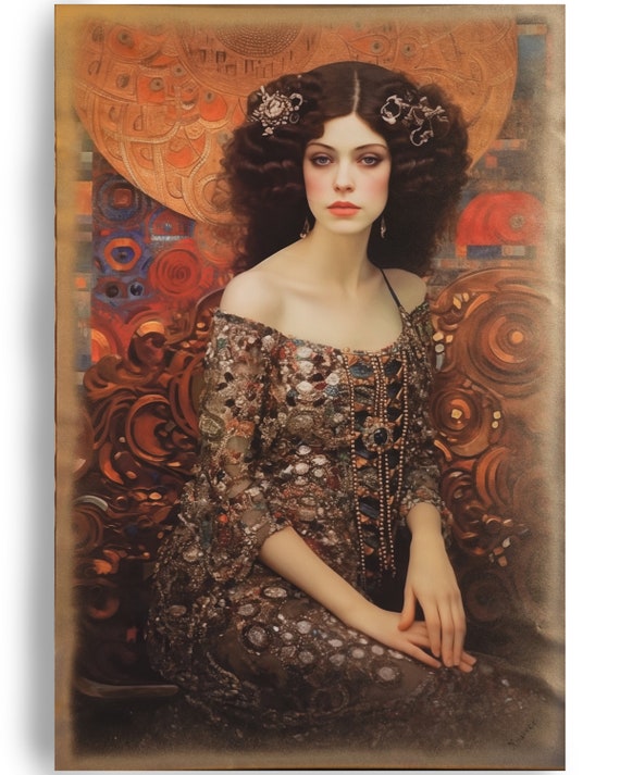 Belle Epoque DS0396 by artist Ksavera - Large Giclée print on canvas, black or gold edges Klimt