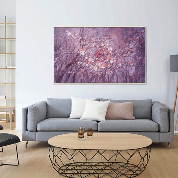 Large abstract painting 100x160 cm unstretched canvas Cherry blossom i002 art original modern contemporary artwork by artist Airinlea