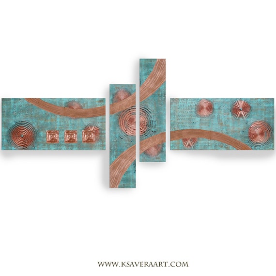 Copper patina Abstract paintings modern art A2911/01 textured Painting Acrylic Contemporary Art for Office or above sofa by artist Ksavera
