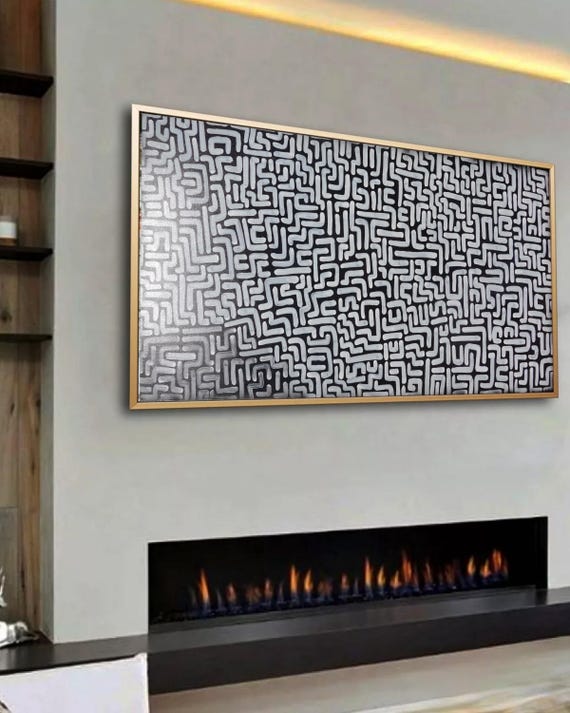 Abstract Monochrom Painting A1383 | Black and White Original Canvas Art | Ksavera