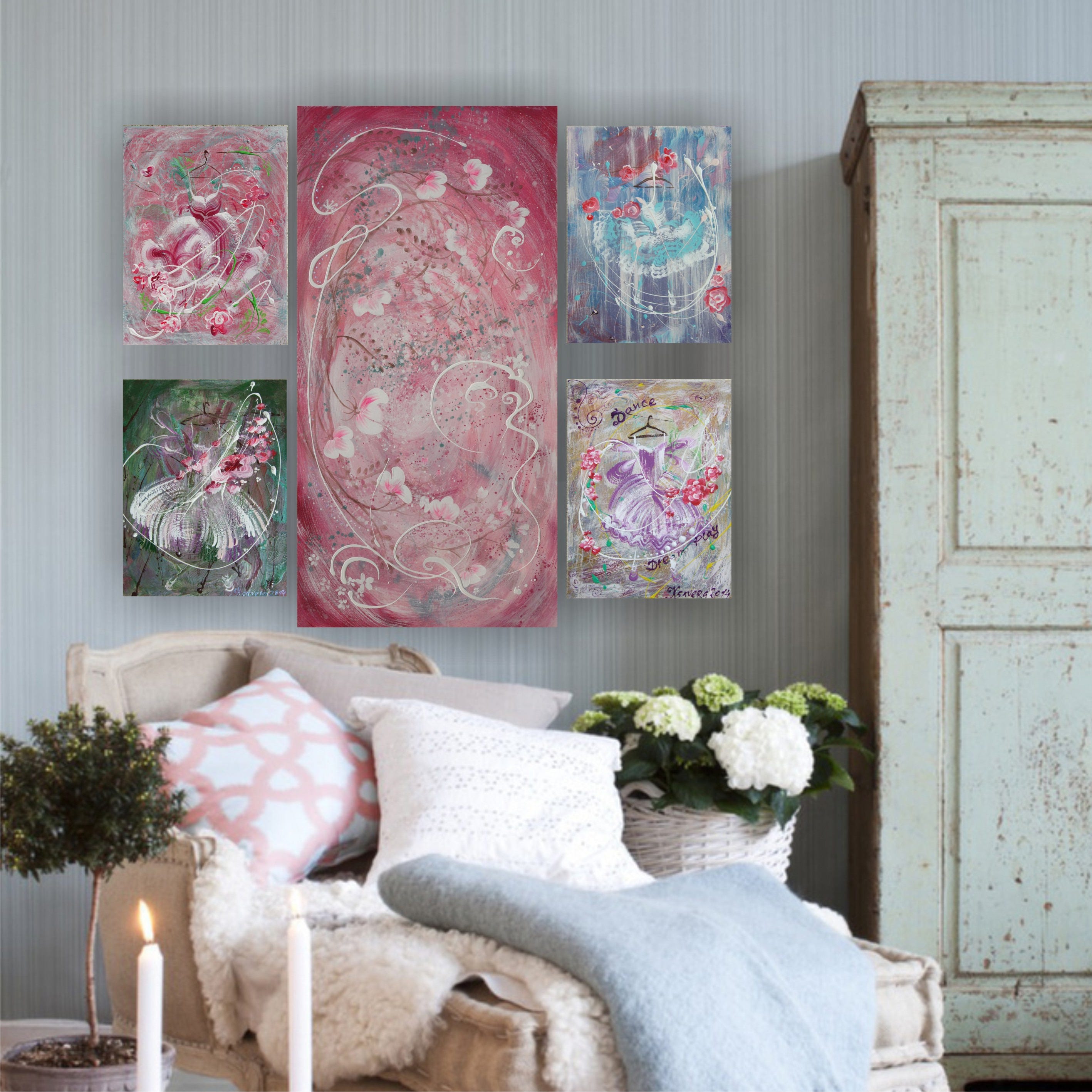 Shabby chic painting rose shabby chic art canvas art love contemporary artwork rose acrylic on