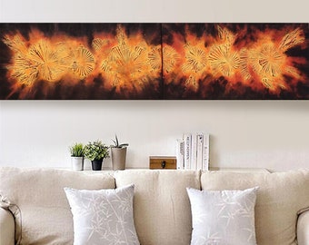 Fire lava orange Abstract Painting vertical textured wall art A086 Acrylic Contemporary Art for Lounge, Office, above sofa by artist Ksavera