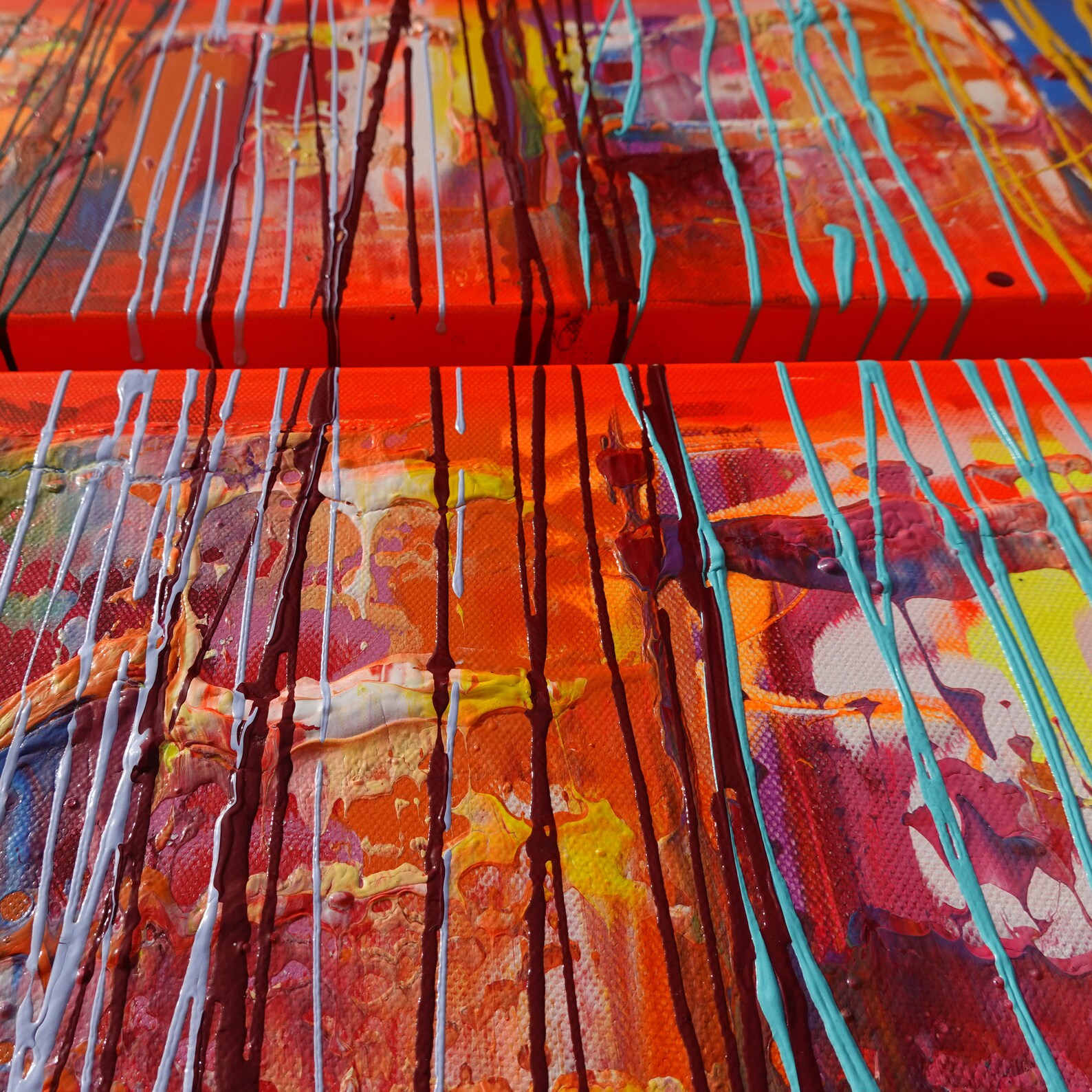 Lange Schmale Bilder Regenbogen diptychon Abstrakte Gemälde | Etsy