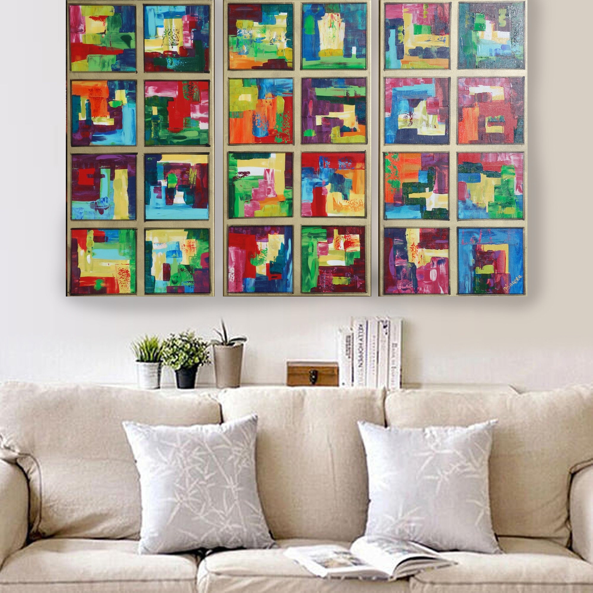 Rainbow Abstract painting A322 Acrylic Original Contemporary Art for