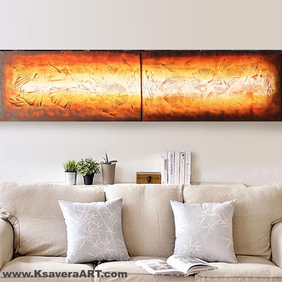 lava Abstract Painting vertical textured wall art A031 Acrylic Contemporary Art for Lounge, Office or above sofa by Ksavera