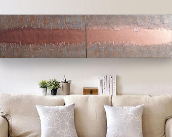 Copper & rusty iron Abstract textured painting A445 Acrylic Original Art for Lounge, Office or above sofa by artist Ksavera