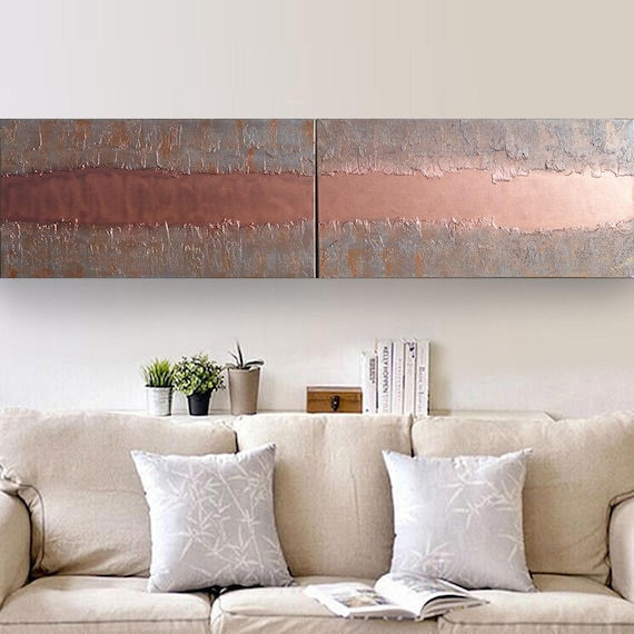 Copper & rusty iron Abstract textured painting A445 Acrylic Original Art for Lounge, Office or above sofa by artist Ksavera