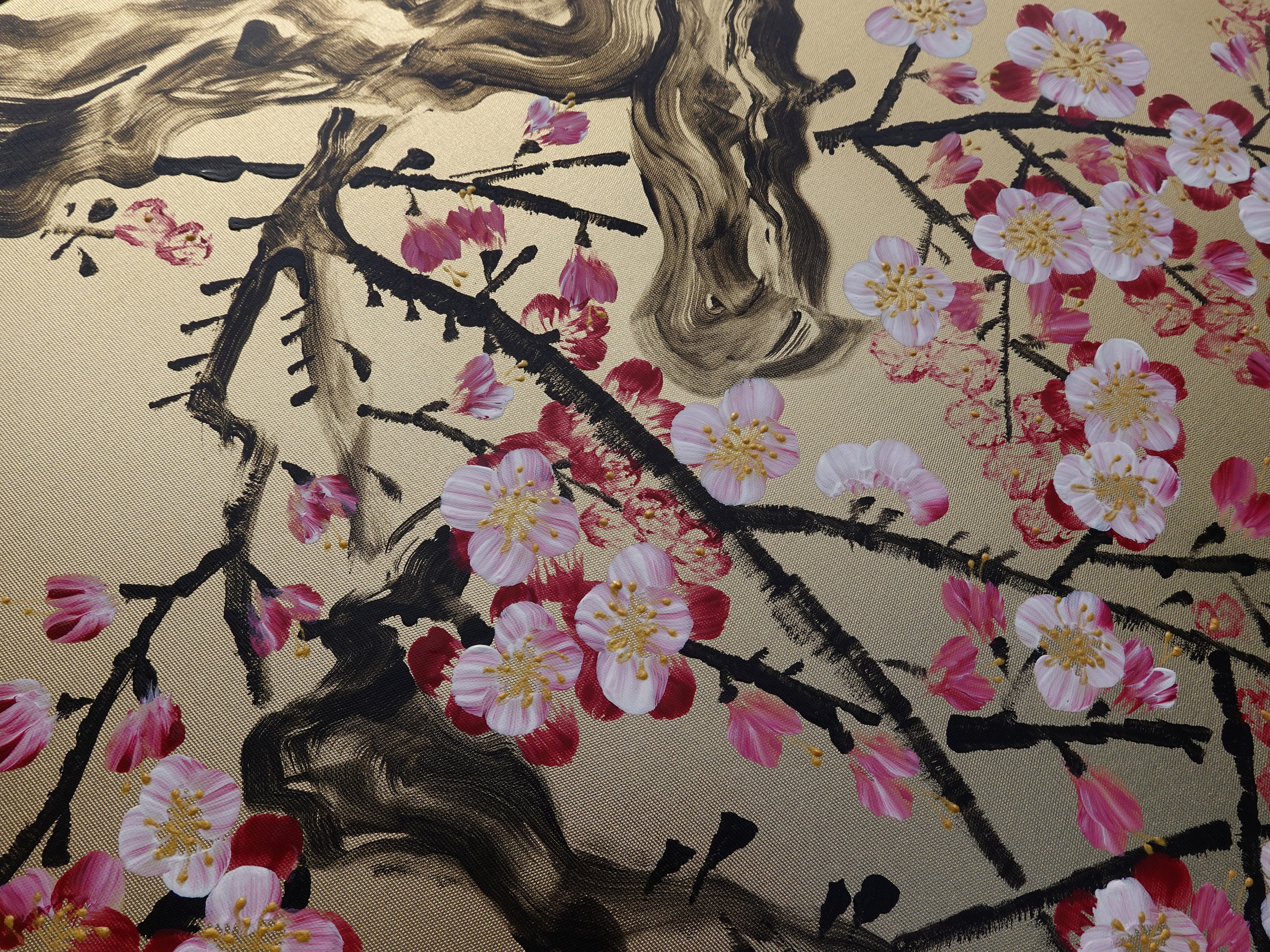 Cherry Blossom - Japanese Style Painting J337 Gold Paintings Cherry Blossom - Japanese Style Painting J337 Gold Paintings