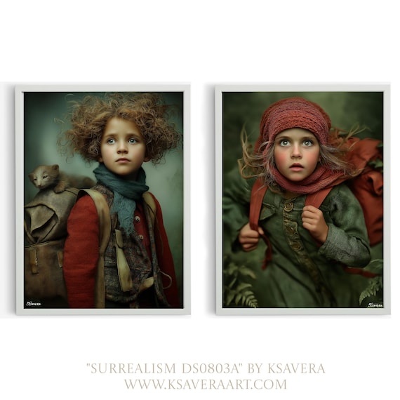 Surrealism DS0803A by artist Ksavera - READY to HANG - diptych - top quality photography printed on the glossy photopaper in frame