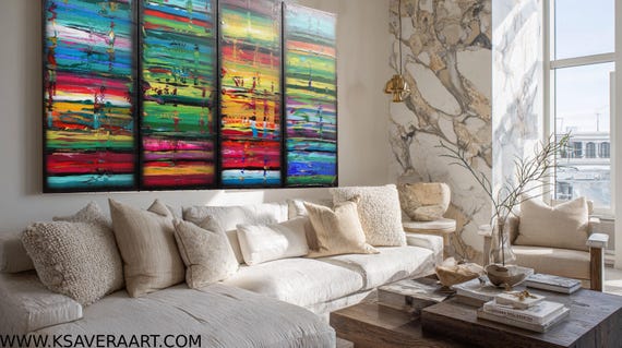 Large acrylic paintings - Abstract A1162 stretched canvas wall art by artist Ksavera