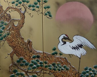 Japanese Pine J346 - Gold Diptych, Original Acrylic Painting