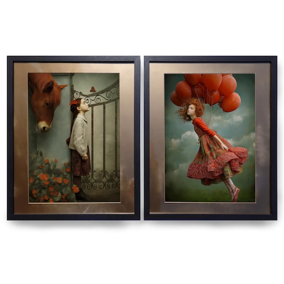 Surrealism DS0801A by artist Ksavera - READY to HANG - diptych - top quality photography printed on the glossy photopaper in frame