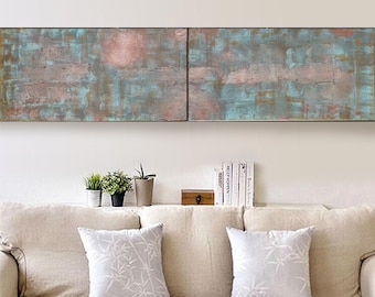 Patina di rame. Pittura astratta. A029. arte della parete strutturata verticale. Arte contemporanea acrilica per salotto, ufficio di Ksavera