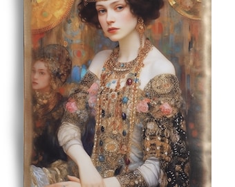 Belle Epoque DS0349 by artist Ksavera - Large Giclée print on canvas, black or gold edges Klimt