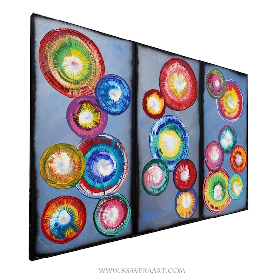 Large rainbow Abstract paintings A791 Acrylic Original Contemporary Art for Lounge, Office or above sofa by Ksavera