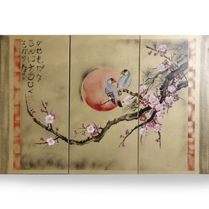 2025年新作アイテムが続々登場 Japan Zen Style Japanese Birds Love and Blossom Cherry Art 絵画