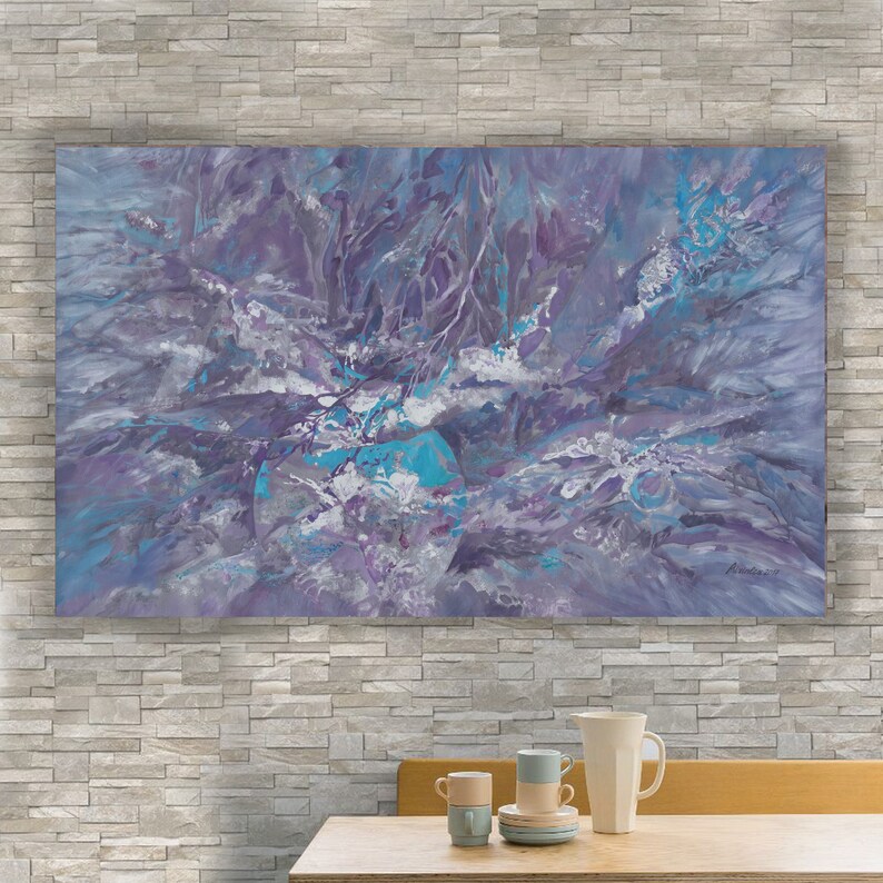 Large Abstract Painting 100x160 Cm Unstretched Canvas I007 Art Etsy
