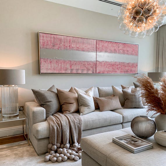 Silver & Rose Abstract textured paintings A814 Acrylic Contemporary Art for Lounge, Office or above sofa by artist Ksavera
