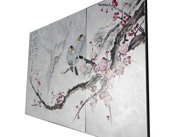 Japan Art Love Birds Japanese Style Painting J186 Large