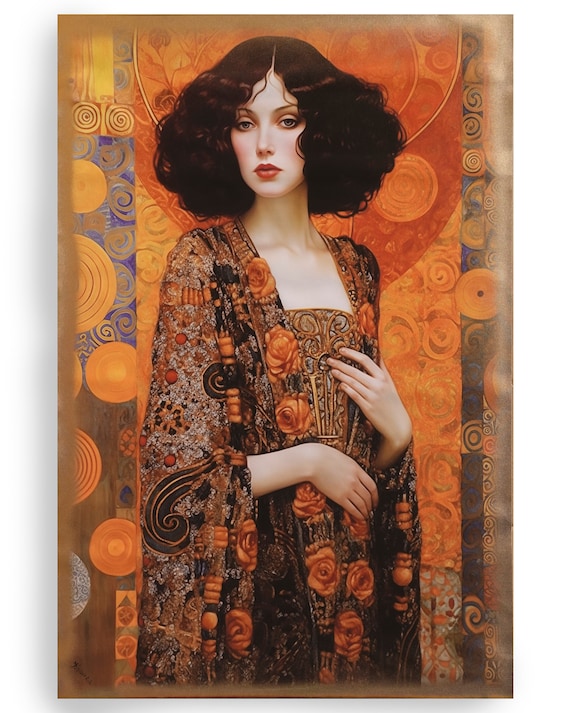 Belle Epoque DS0350 by artist Ksavera - Large Giclée print on canvas, black or gold edges Klimt