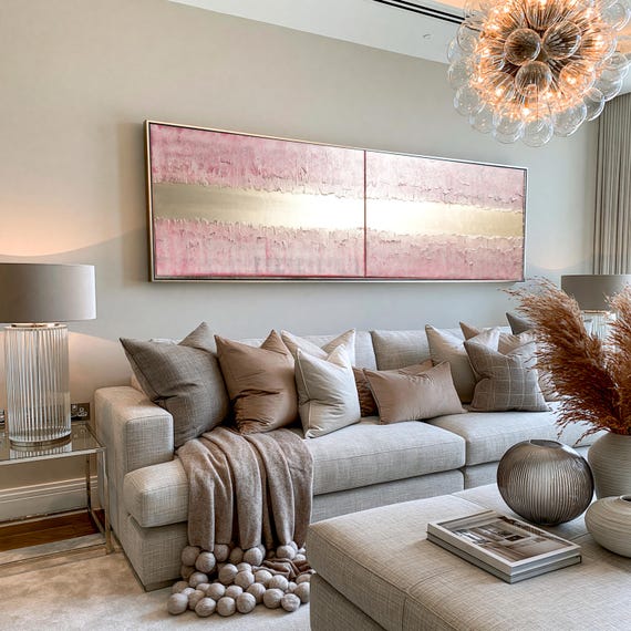 Gold & Rose Abstract textured painting A826 Acrylic Contemporary Art for Lounge, Office or above sofa by artist Ksavera